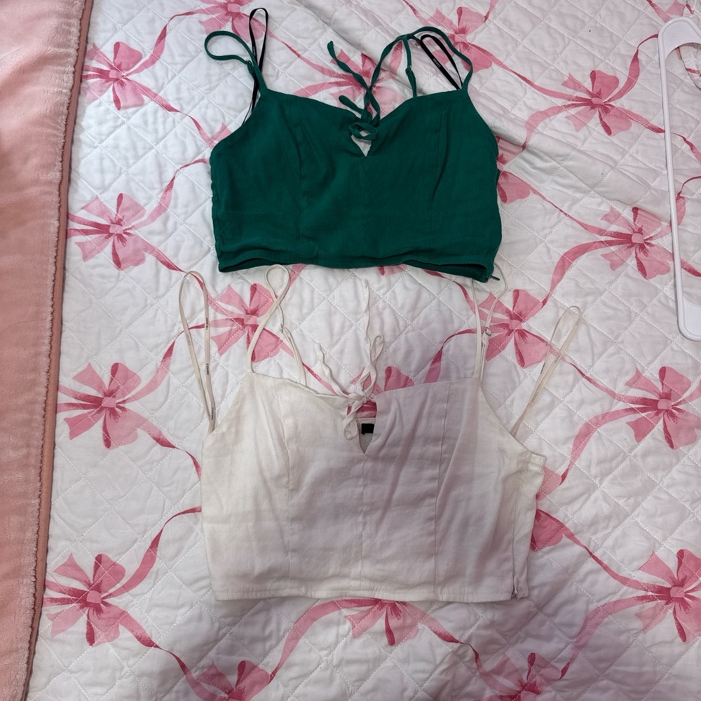 Forever 21 Green and Cream Tank Tops